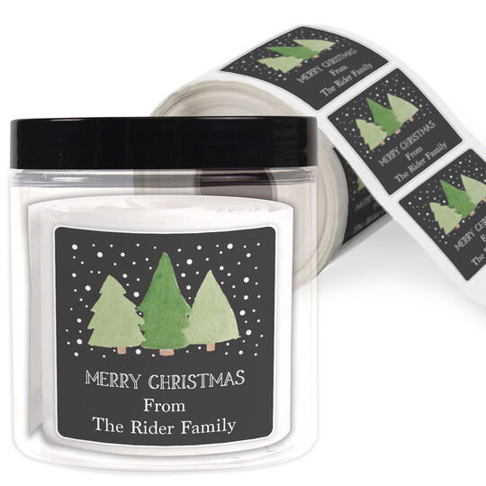 Trio of Trees Holidays Gift Stickers in a Jar